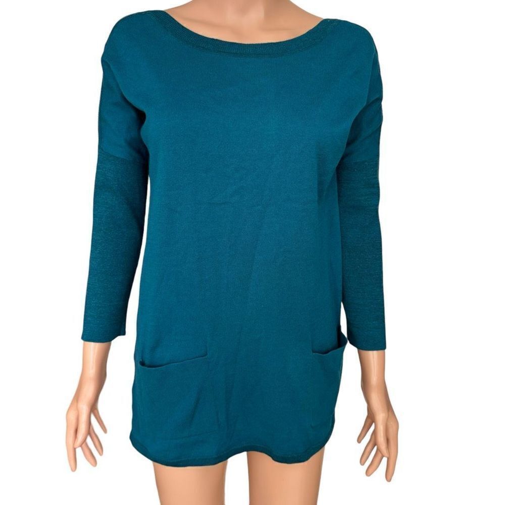 Lilly Pulitzer Cobo Tunic Sweater Womens Inky Tidal Teal Preppy Pockets size S